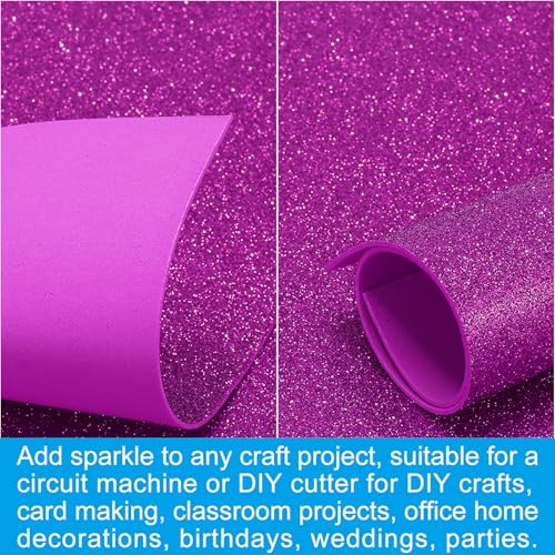 PATIKIL Purple Shiny EVA Glitter Foam Sheet 11.8 x 7.9 Inch 2mm Thick Sparkle EVA Glitter Felt for Crafts DIY Project, 5 Pcs - color: Purple