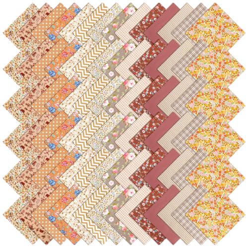 84 Pcs 8 inch Autumn Precut Quilting Fabric Fall Cotton Fabric Squares - color: Khaki, size: 8″