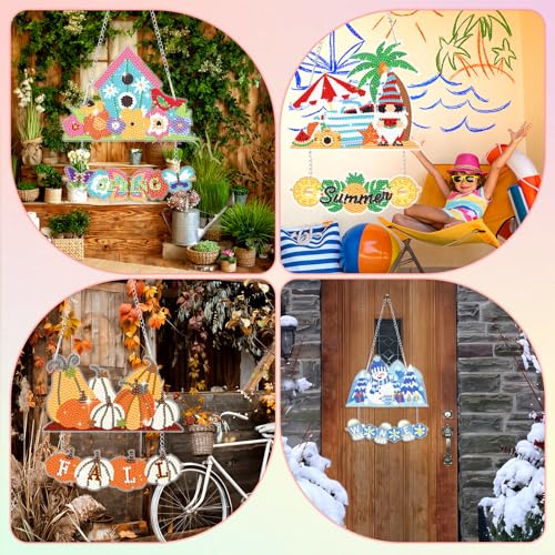 Cinnvoice Seasonal Diamond Art Hanging Kit,12 Pcs,Holiday - style: Holiday