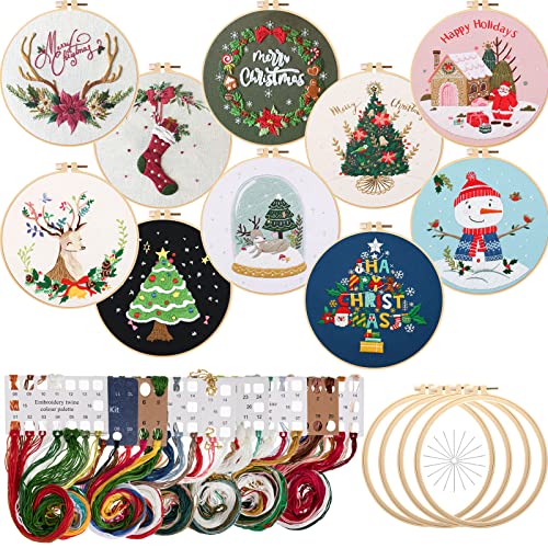 Canlierr 10 Sets Christmas Embroidery Kit, DIY Cross Stitch, Classic Style - style: Classic Style