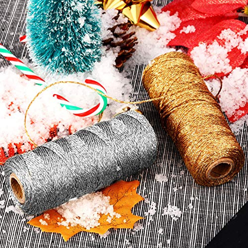 Pangda Christmas Twine Metallic Bakers Wrapping Twine, 1 mm, Gold, Sliver - color: Gold, Sliver, size: 1 mm