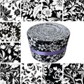 100% Cotton Jelly Roll Fabric Strips for Quilting and Sewings-B&W Floral - color: Black&white Floral