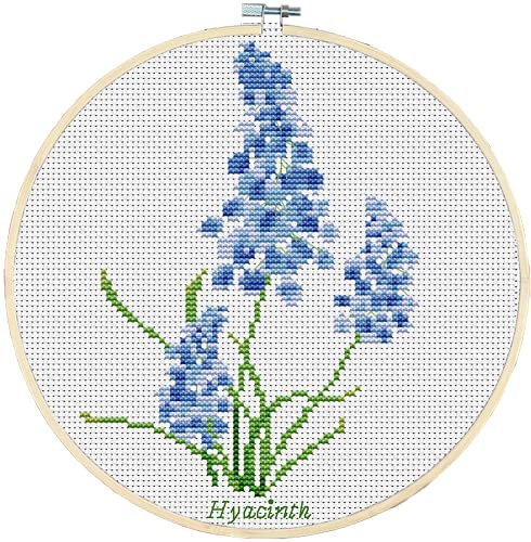 Awesocrafts Cross Stitch Kits Hyacinth Flowers 11CT Stamped Patterns Easy Cross Stitching Embroidery Needlework Kit Supplies (Hyacinth) - color: Hyacinth