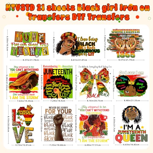 Black Girl Iron on Transfers Heat Transfer Viny 21pcs - color: Fall-20