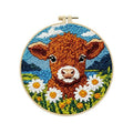 LSLFQYQSK Beginners Embroidery Kits - Small Animal DIY Cross Stitch Kits,Including,Stamped Flower Patterns,Hoop,Color Threads,Tools (Style C) - style: Style C