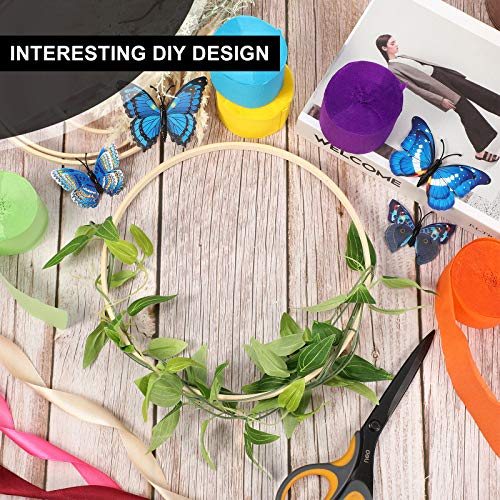 Jetec 14 Pcs Wooden Bamboo Floral Hoop 7 Sizes Set Macrame Craft Rings Wreath Round Wooden Hoops for DIY Wedding Wreath Decor Dream Wall Hanging Catcher Crafts Making