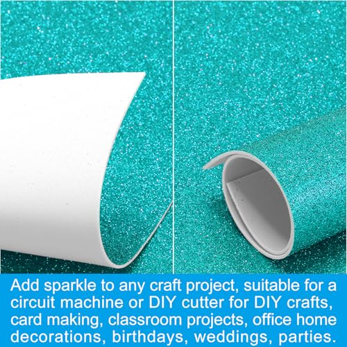 PATIKIL 2mm(1/10") Thick Adhesive Glitter Foam Sheet 16x24inch(40x60cm) Blue Green, EVA Shiny Foam Board for Craft, 6 Pcs - color: Blue Green