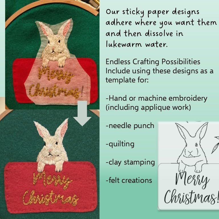 Water Soluble Embroidery Patterns Stabilizers, Stick and Stitch Embroidery Transfers Paper Tear Away Embroidery Stabilizer with Fun Designs for Stitching, Flowers and Animals (woof) - color: woof X2