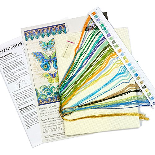 Dimensions Peacock Butterflies Advanced Counted Cross Stitch Kit, 14 Count White Aida, 8'' x 15''