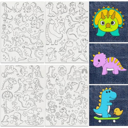 64Pcs Cute Dinosaur Water Soluble Hand Sewing Stabilizers - style: Dinosaur