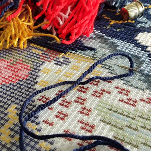 Tapestry Needlepoint Kit for Adults and Beginners — Strawberry Thief by William Morris 16″ × 16″ with Clear, Precise Printed Design on Cotton Canvas; Includes 2 Needles, Yarn, and Easy-Read Chart - color: Strawberry Thief