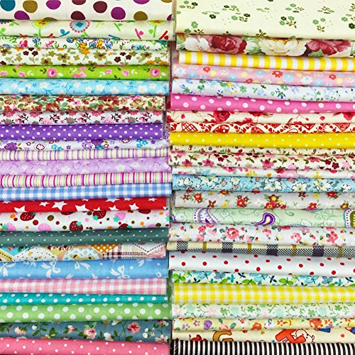 flic-flac 200pcs 4 x 4 inches (10cmx10cm) Cotton Craft Fabric Bundle Squares Patchwork Lint DIY Sewing Scrapbooking Quilting Dot Pattern Artcraft - size: 200pcs 10cm*10cm