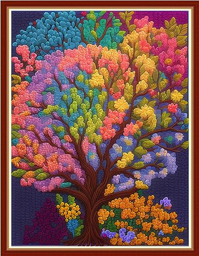 Redxing Stamped Cross Stitch Kits Embroidery kit for Beginners Adults Full Range of Embroidery Patterns Starter Kits DIY Printed Cross Stitch Kits Needlepoint Kits 11CT- Life Tree 15.7x19.7 inch - color: Style 03