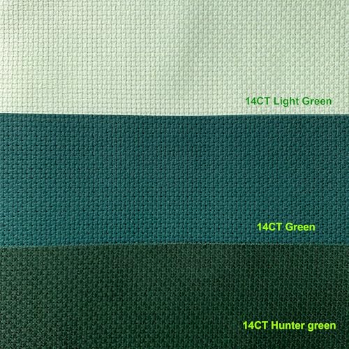 Aida Cloth 14 Count Cross Stitch Fabric,19×28inch (14CT, Green) - color: Green, size: 14CT