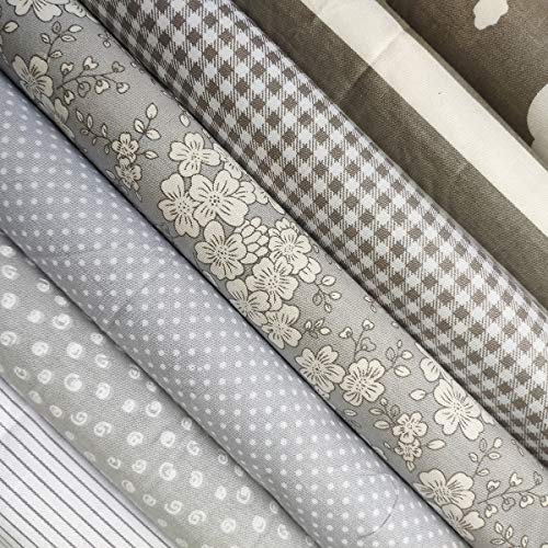 Misscrafts 7pcs Quilting Fabric 100% Cotton Craft Fabric Bundle Squares Grey Fat Quarters 18" x 22" for Patchwork DIY Sewing Scrapbooking - color: Grey Set
