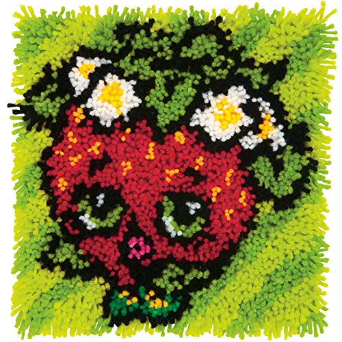 Dimensions Arts and Crafts Strawberry Kiss Latch Hook Kit for Beginners, 12'' x 12'' - color: Strawberry Kiss