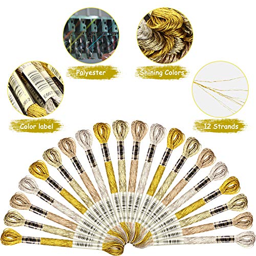 WILLBOND 24 Skeins Metallic Embroidery Floss - Glitter Embroidery Threads for Cross Stitch Crafts Friendship Bracelets(Assorted Color) - color: Assorted Color