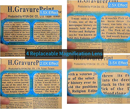Headband Magnifier with Light，Rechargeable，Glasses for Close Work, 4 Lenses - color: 1.5x-3.5x - Optical Glass & Led Light