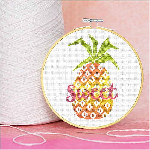 Dimensions Learn-A-Craft Sweet Pineapple Counted Cross Stitch Kit for Beginners, 6''