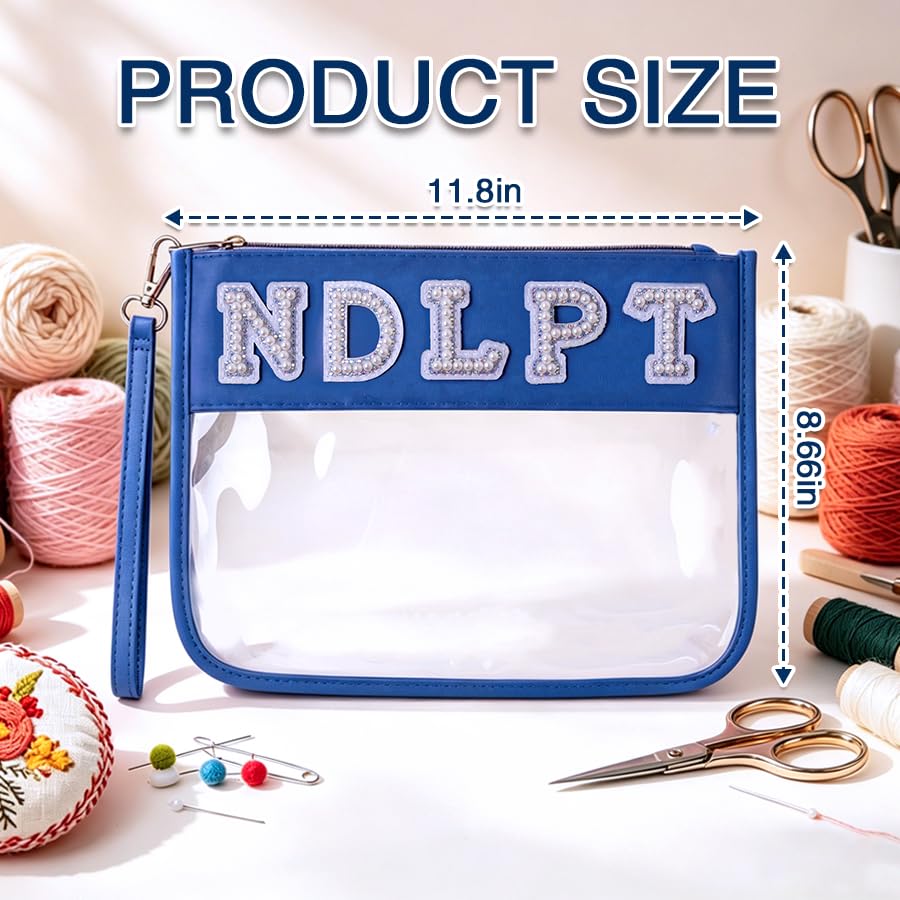 Needlepoint Project Bag NDLPT Clear Zip Pouch Bag, Premium Craft Storage Case, Sewing Organizers and Storage Sewing Gifts for Stitching Enthusiasts (Pearl Royal Blue) - color: Pearl Royal Blue