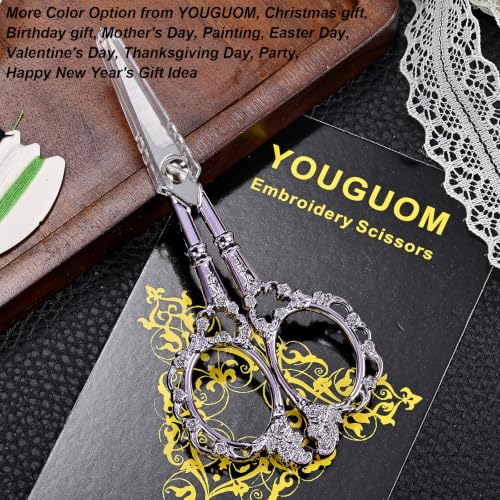 YOUGUOM Embroidery Scissors with Cover, Small Sewing Scissor - color: Purple