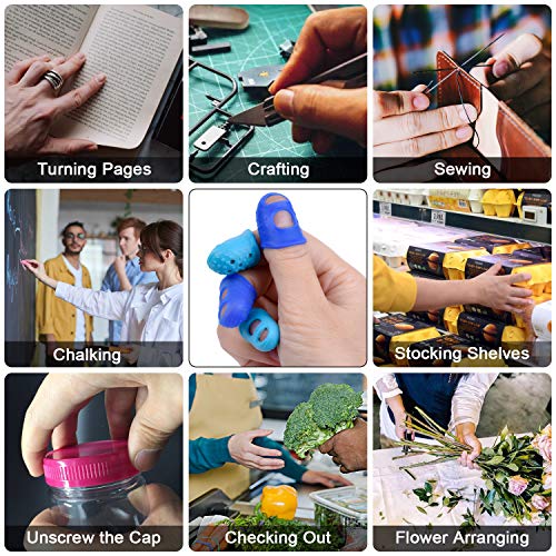 Wisdompro 16 Pcs Finger Tips, 4 Sizes Thimble Fingertip Grips - Blue, Aqua - color: Blue & Aqua