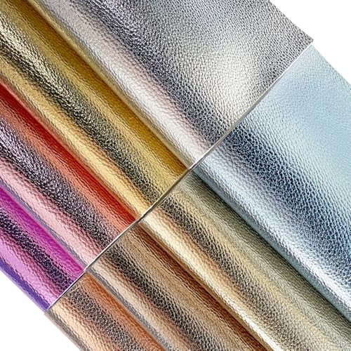 8 Pcs Metallic Lichi Texture Faux Leather Sheets, 8.3" x 11.8" Embossed Pattern PU Leather for DIY Earrings Keychains Pouches - color: Lychee
