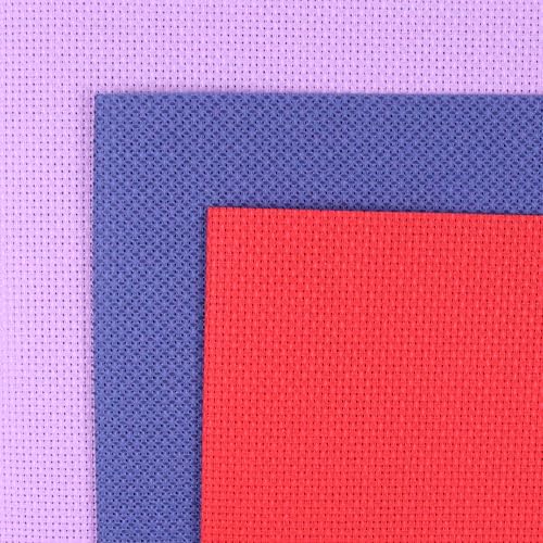 KCS 3 pc of 12" x 18"(30cmx45cm) 16CT Counted Cotton Aida Cloth Cross Stitch Fabric (Lavender+Royal Blue+Red) - color: Lavender+royal Blue+red