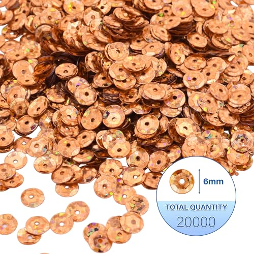 Mandala Crafts 6mm Cup Holographic Rose Gold Sequins for Sewing Embroidery - color: Holographic Rose Gold, size: 6mm Cup Sequins