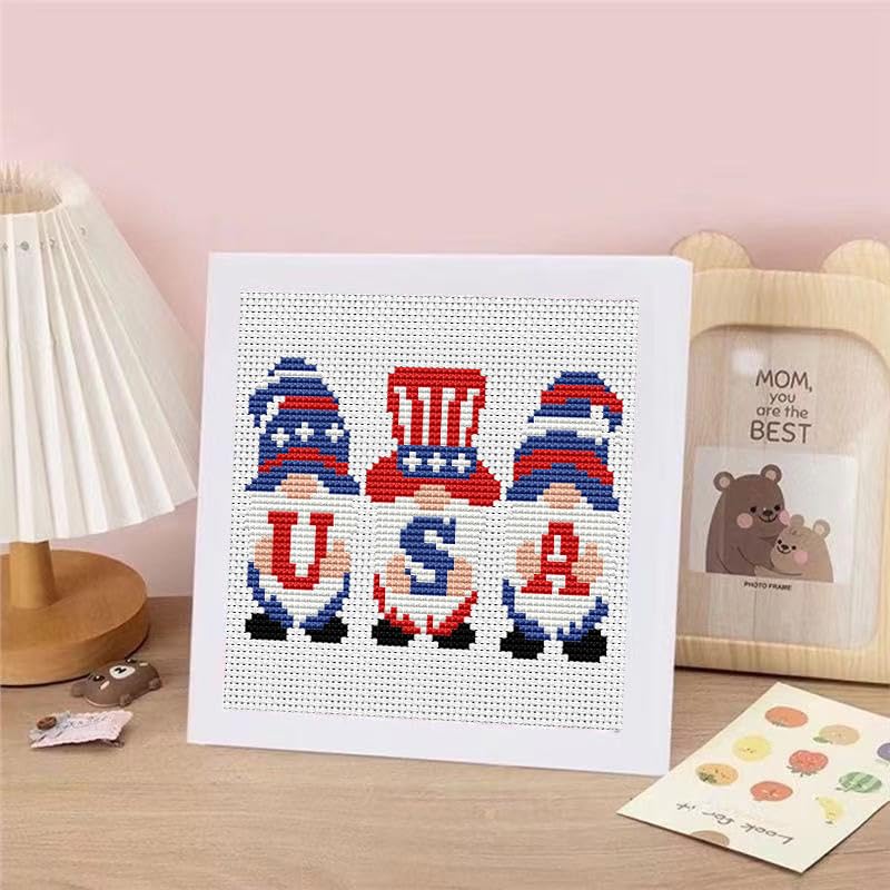 VIGEGU Independence Cross Stitch Kits for Adults Beginner with Framed - color: cross stitch Framed-3
