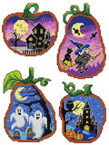 Counted Cross-Stitch Kit on Plastic Canvas with Halloween Scenes. 4 Lovely Ornaments Different Dimensions 147CS. 14 Count Plastic Canvas Sheets. Perfect for Art & Craft Amateurs - color: Halloween Scenes