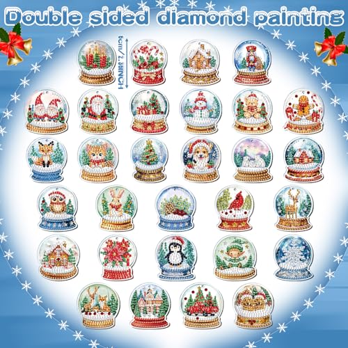 WILLBOND 30 Pcs Christmas Diamond Art Keychain Kits for Adults - color: Crystal Ball