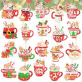 Tondiamo 20 Pcs Christmas Diamond Painting Keychain Kits with Tools Hot Cocoa Themed Art Key Chain Craft Kits Merry Christmas Cute Hanging Handmade 5D Art and Craft Supplies Accessories - style: Hot Cocoa