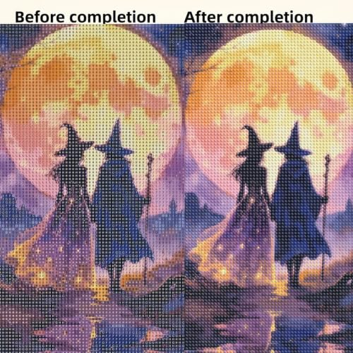 5D Halloween Diamond Painting Kits for Adults, Witch Diamond Art Kit - color: KM1133-1