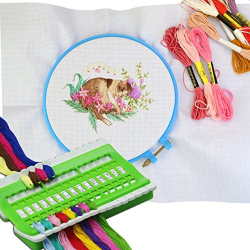 D&D Floss Organizer Embroidery Kit Cross Stitch Tool, 30 Positions Thread Organizers, Plastic & Foam, Green - color: green