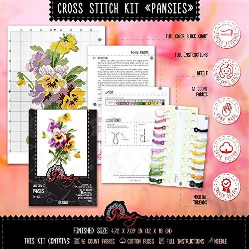 Povitrulya Cross Stitch Embroidery Kit 'Pansies' - color: Pansies