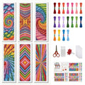 FREEBLOSS 6 Set Cross Stitch Bookmark Kits Radial Pattern 8x2.4'' 11CT - style: Radiant flowers