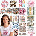 Dazoratix Mama Iron on Transfers - 20 Sheets Mother's Day Bow DTF Ready to Press Heat Patches Bulk Cute Floral Stickers Vinyl Decals Women T Shirts Clothing Pillow Bag Hat Gifts DIY Crafts Decorations - style: Mama Bow