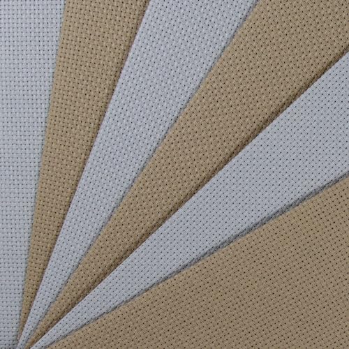 KCS 6 pc of 12" x 18"(30cmx45cm) 14CT Counted Cotton Aida Cloth Cross Stitch Fabric (Pearl Grey+Khaki) - color: Pearl Grey+khaki