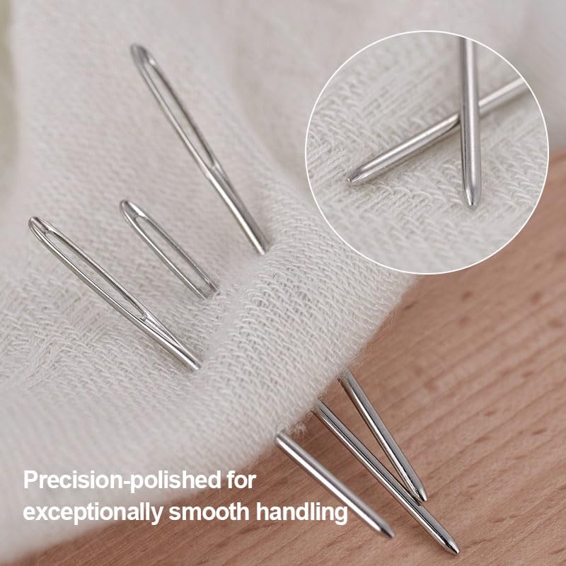 Generic 15PCS Large Eye Sewing Needles, 3 Sizes, Stainless Steel, Silver, Straight, Handmade Yarn Knitting Needles for Hand Sewing Art Crafts