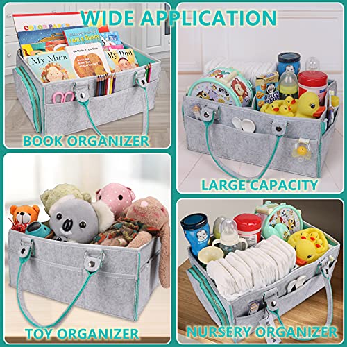 XUANGUO Large Baby Diaper Caddy Organizer, Felt Basket with Handles, Green - color: green