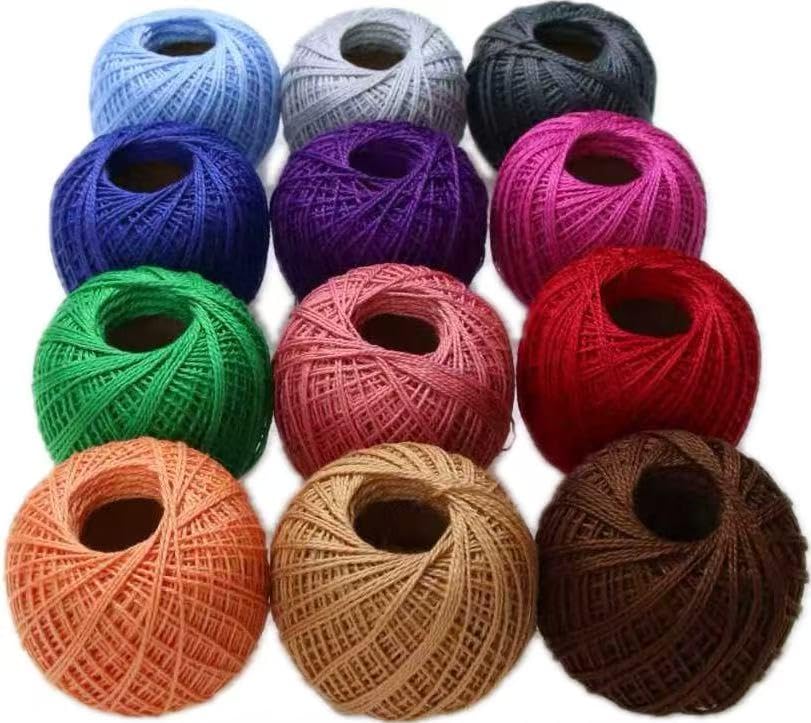 KCS Mercerized Pearl Cotton Thread Size 8 Crochet Needlework Embroidery Threads Ball (12, 12balls17) - color: 12balls17