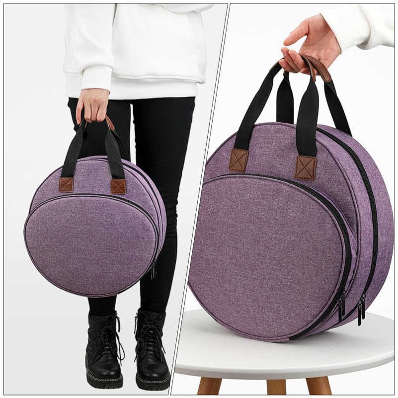 EXCEART Embroidery Project Handbag Embroidery Kit Storage Bag with Multiple Elastic Loops Zipper Pocket Large Circular Opening Handle 12.59 X 11.81 X 2.36 in - color: Purple