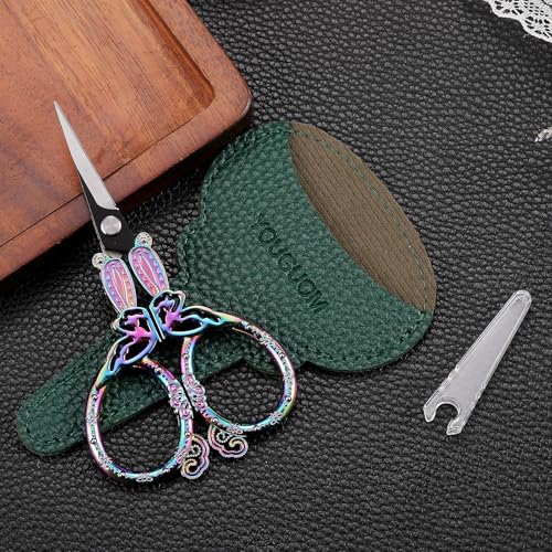 YOUGUOM Crochet Scissors with Cover, Little Sewing Shears - color: Rainbow