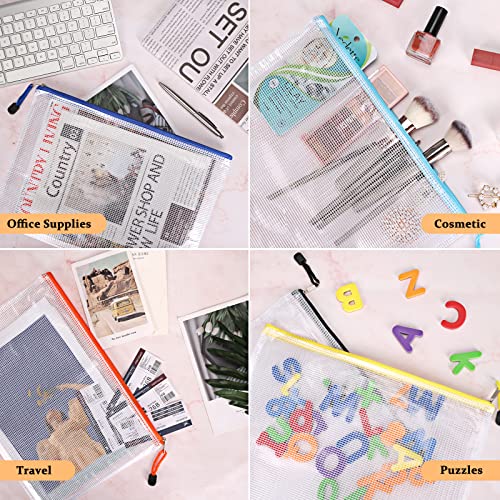 EOOUT 56pcs Mesh Zipper Pouch Zipper Bag, Durable Pouches for Organization Puzzle Storage, Letter Size, A4 Size, for Office Supplies - style: 56pcs