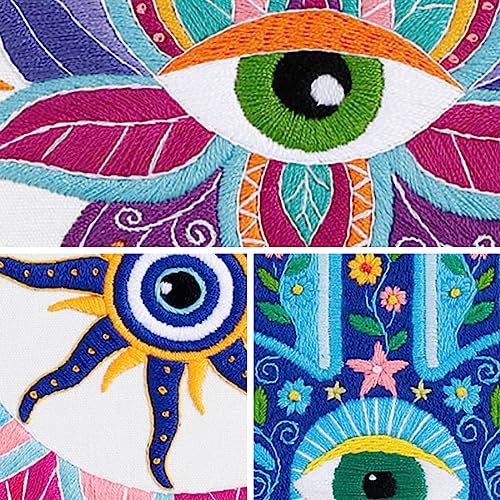 Louise Maelys 3 Pack Tarot Evil Eye Embroidery Kit for Beginners DIY Craft - color: kit-8