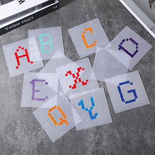 100 Pcs Square Plastic Canvas Mesh Sheets 4.5 × 4.5 Inch White Blank Needlepoint Canvas Plastic Mesh Mat for Cross Stitch Needlework Embroidery Yarn Crafting Knit Crochet Project