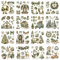 Christmas Rub on Transfers for Crafts, Farmhouse Transfer Furniture Decals - style: Country Rustic
