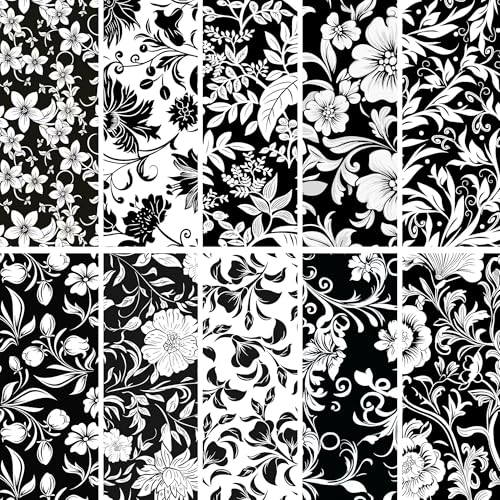 200pcs 4 x 4 inches Cotton Fabric Bundle-Black and White - color: Black and White, size: 4” x 4”