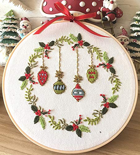 Embroidery Kit Merry Christmas Snowman Ornaments Wreath Awesocrafts Full Range of Embroidery Starter Kits for Beginners Adults DIY Handmade Easy Patterns (3 Pack) - color: 3 Pack